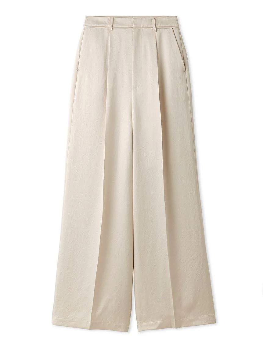 Sustainable Acetate Wide Leg Pleated Satin Pants