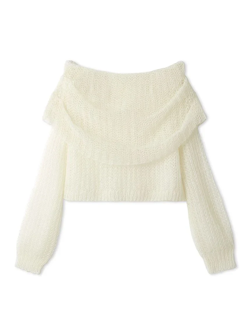 Mohair Sheer Off-Shoulder Pullover