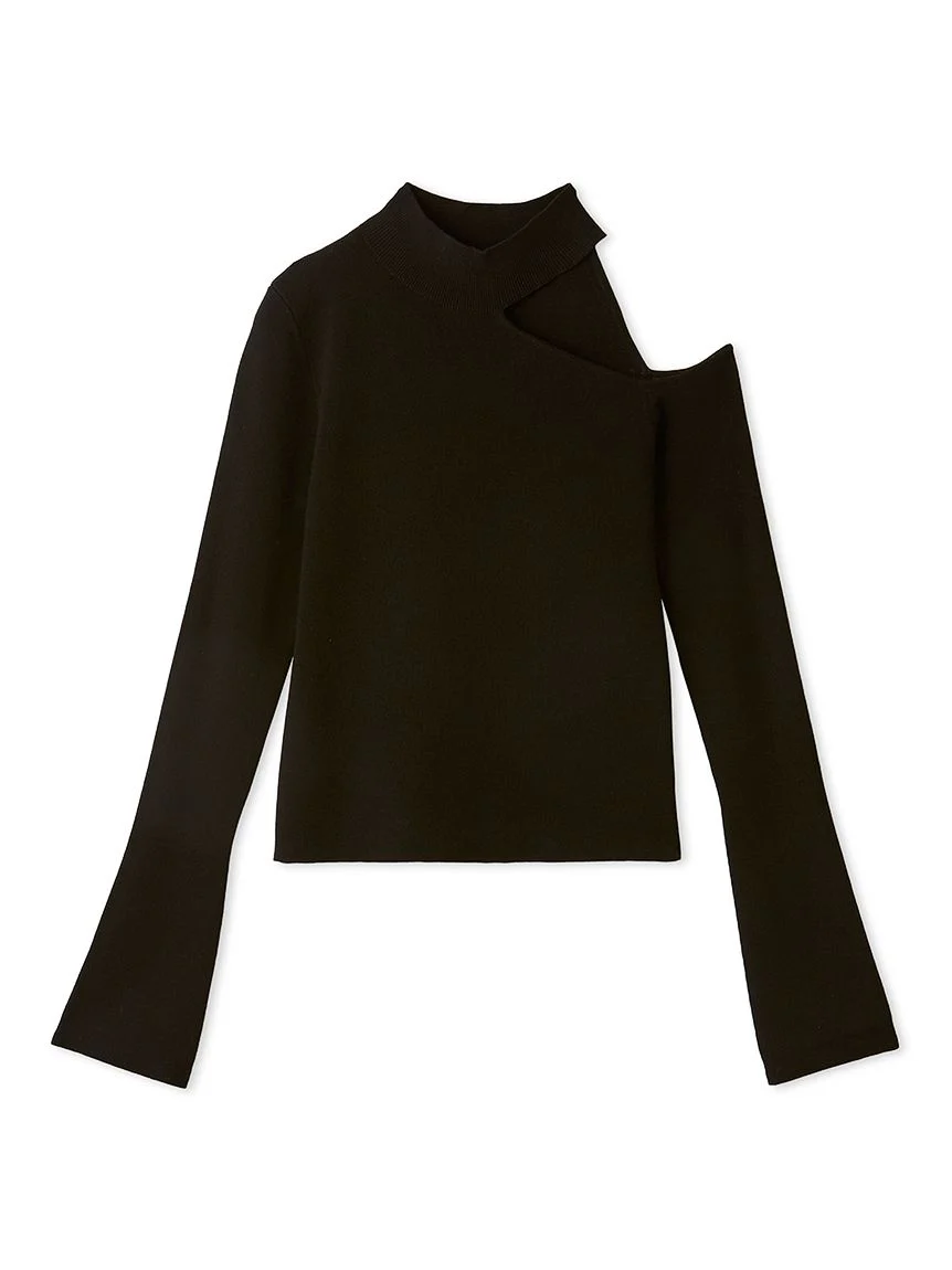 Asymmetrical High-Neck Shoulder Knit Top 6 Asymmetrical High-Neck Shoulder Knit Top