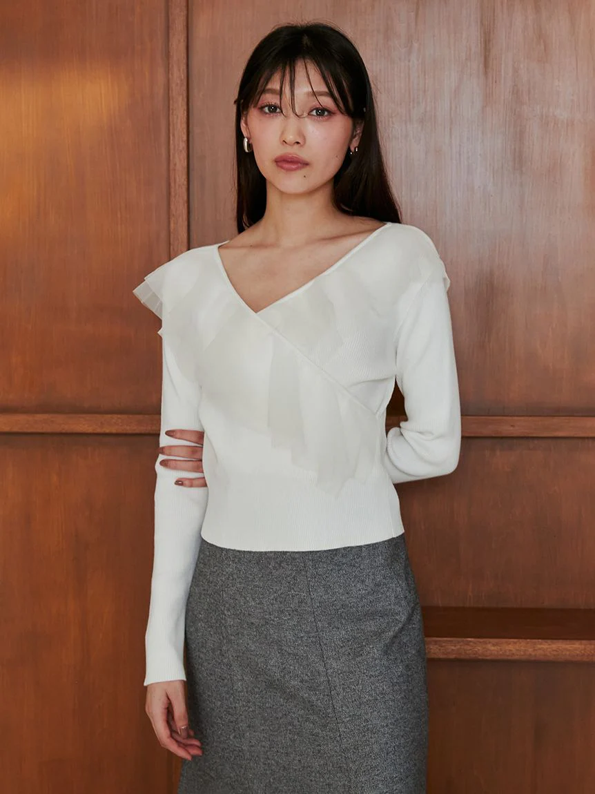 Sustainable Cache-Coeur Tulle Knit Top 2 Sustainable Cache-Coeur Tulle Knit Top