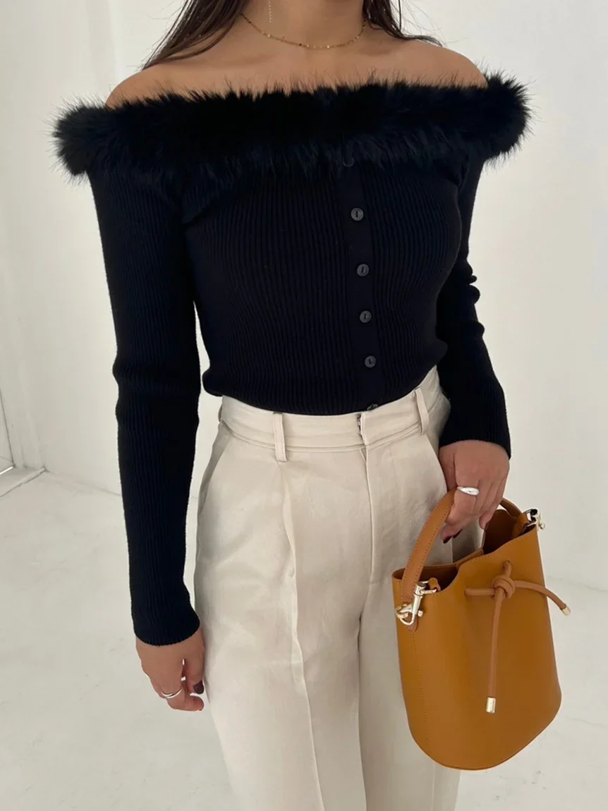Sustainable Decollete Fur Knit Pullover 16 Sustainable Decollete Fur Knit Pullover
