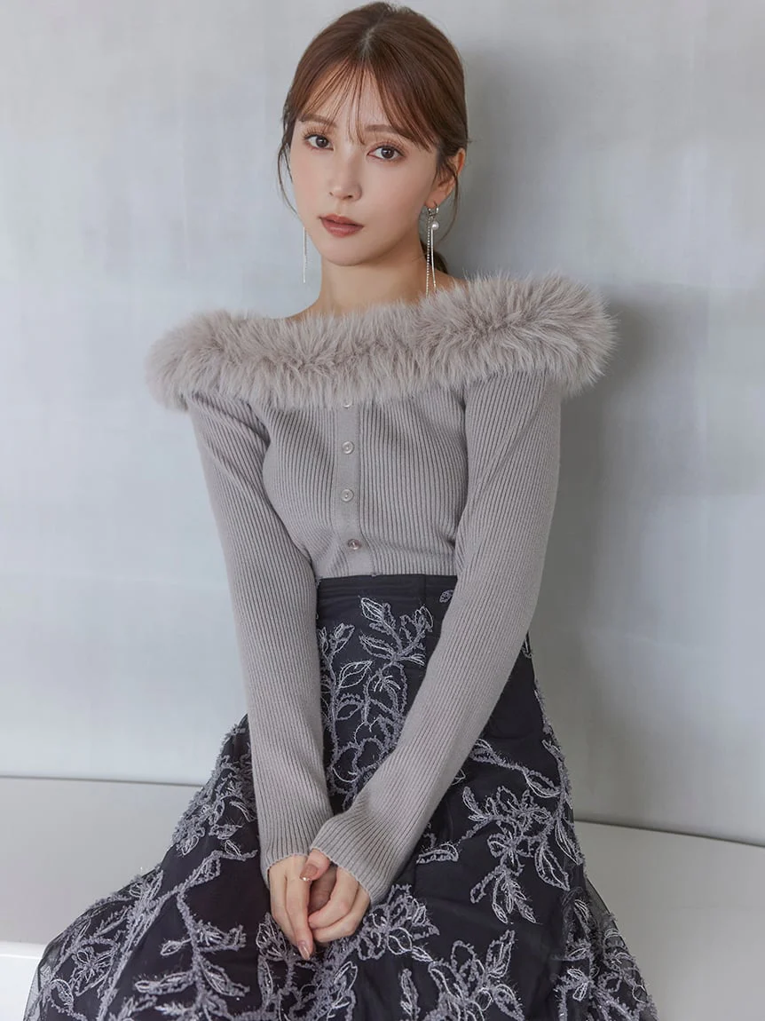 Sustainable Decollete Fur Knit Pullover 2 Sustainable Decollete Fur Knit Pullover