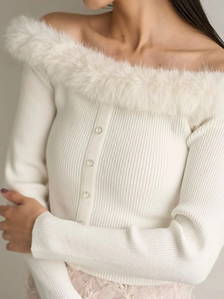 Sustainable Decollete Fur Knit Pullover 24 Sustainable Decollete Fur Knit Pullover