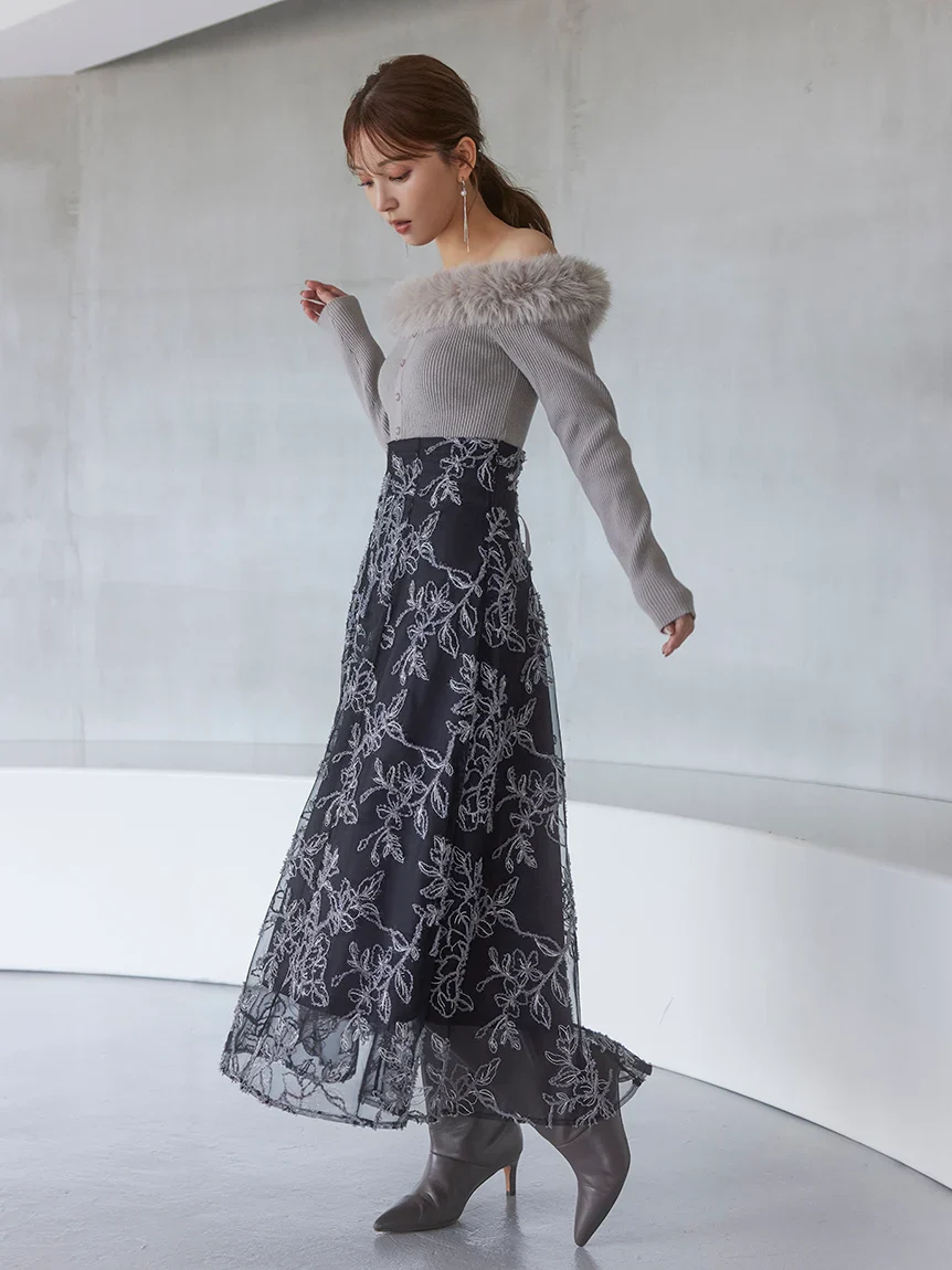 Sustainable Decollete Fur Knit Pullover 3 Sustainable Decollete Fur Knit Pullover