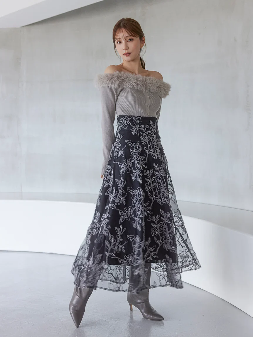 Sustainable Decollete Fur Knit Pullover 4 Sustainable Decollete Fur Knit Pullover