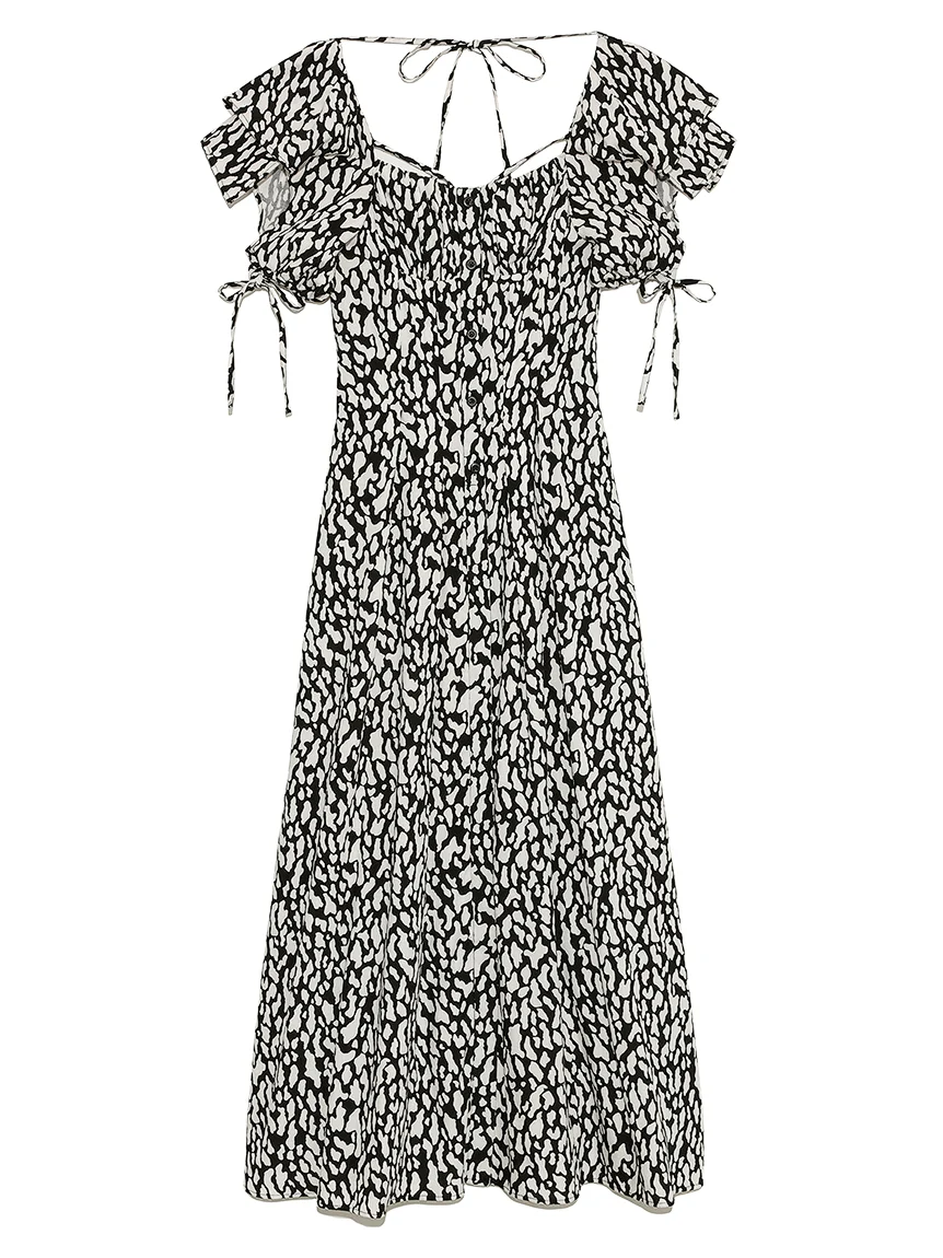 Sleeve Design Square Neck Dress