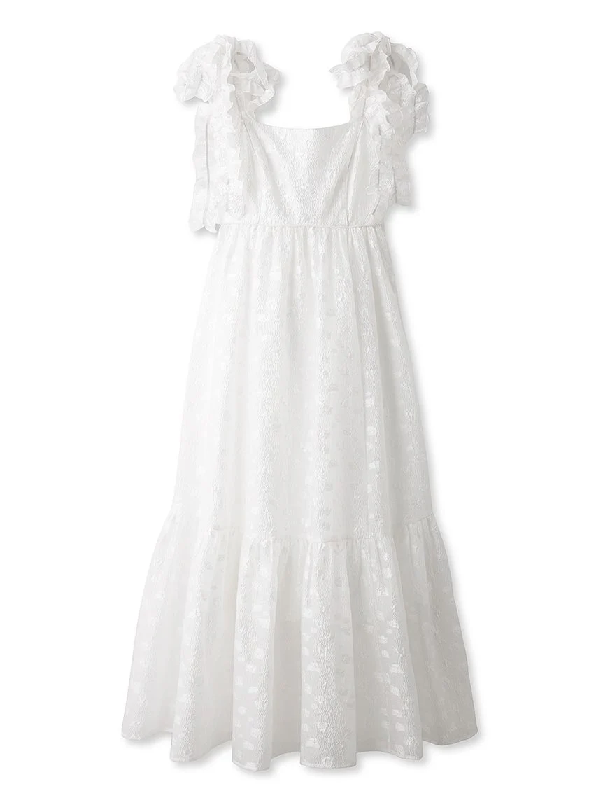Jacquard Floral Bow Tie Midi Dress
