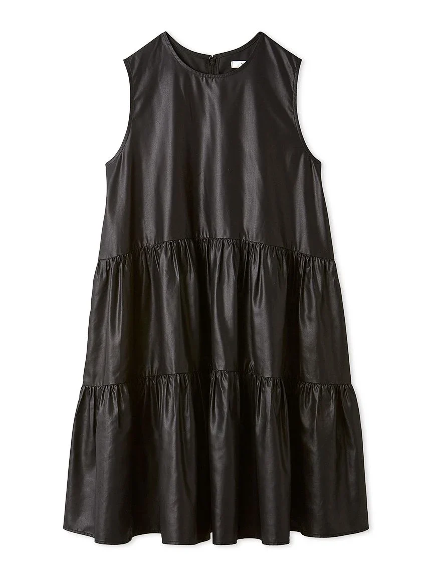 Sleeveless Tiered Faux Leather Mini Dress