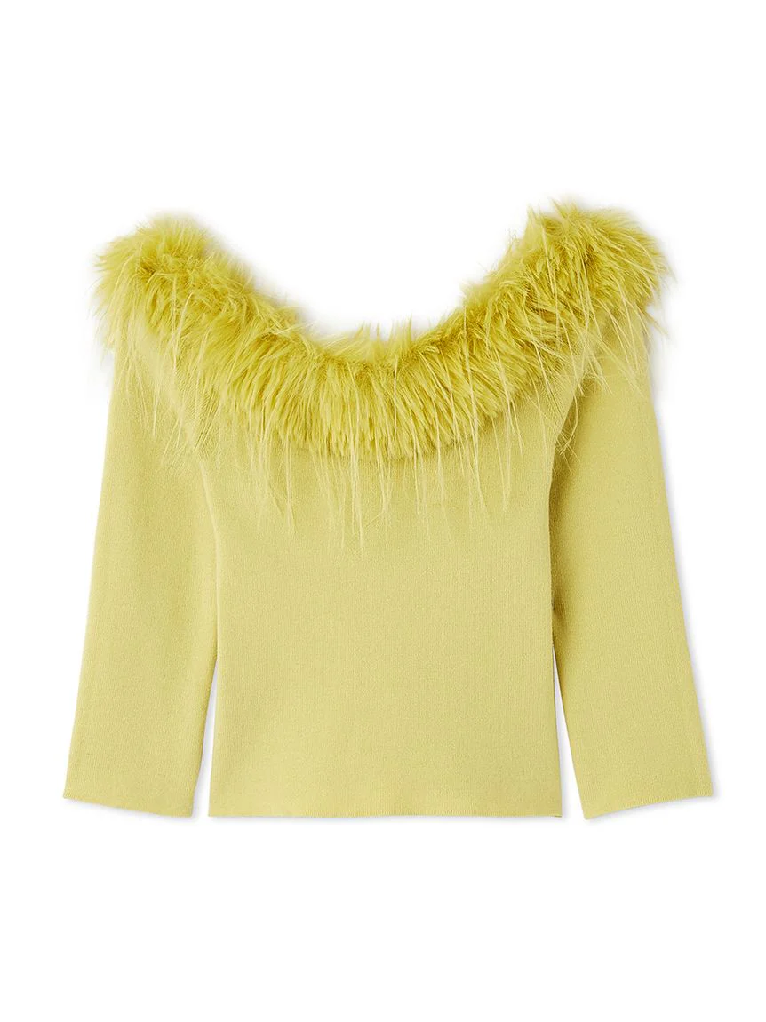Décolleté Faux Fur Knit Pullover 3 Décolleté Faux Fur Knit Pullover