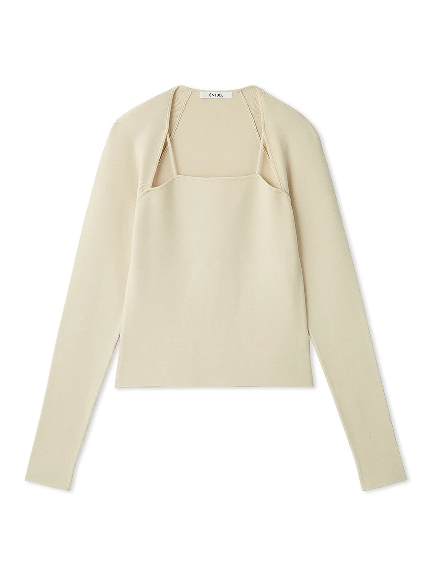 Square Neck Knit Long Sleeve